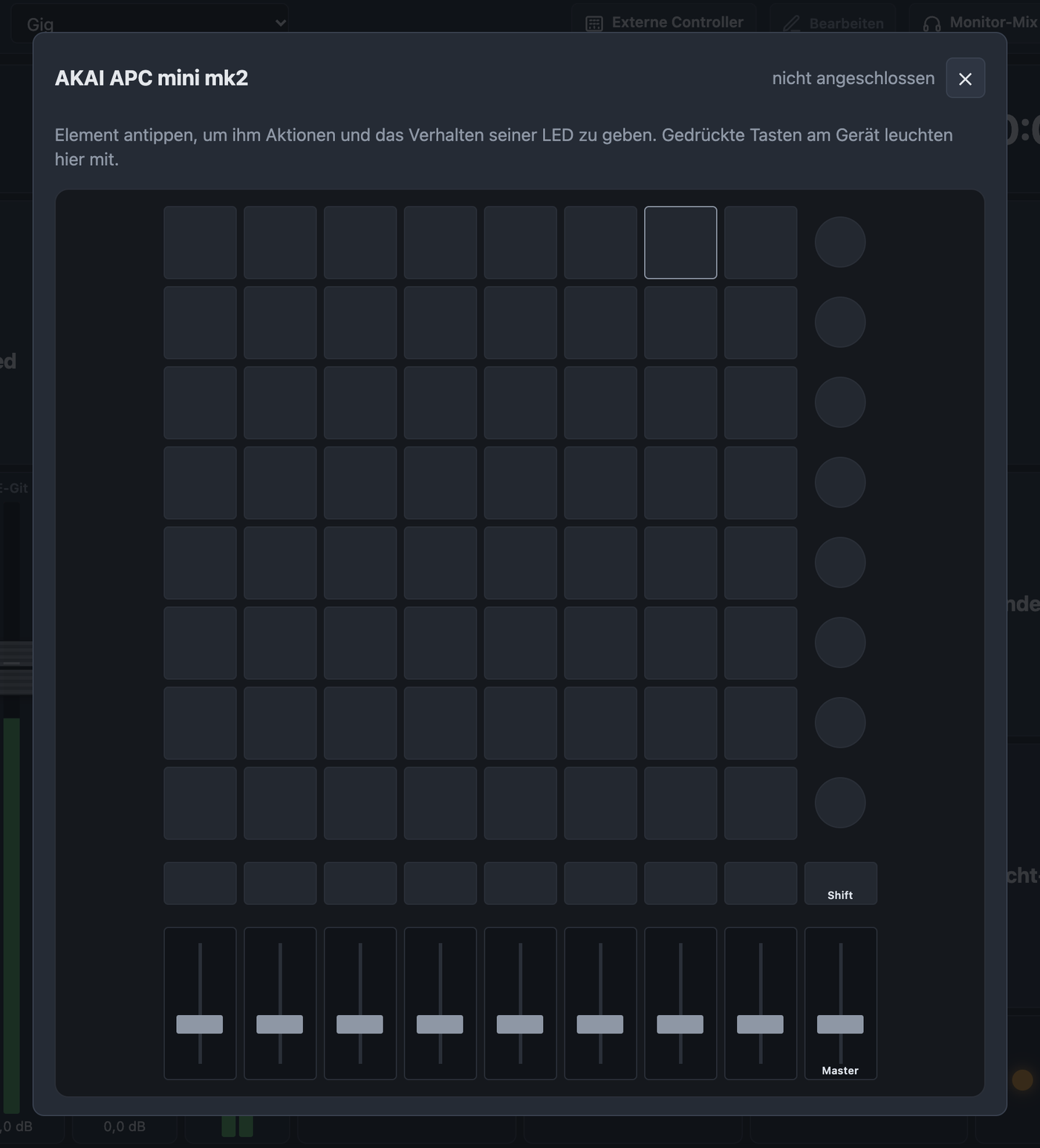 Nachbau der Oberfläche eines AKAI APC mini mk2