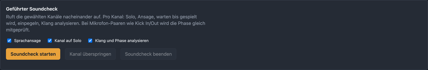 Reiter Lautstärke mit dB(A)-Werten, Grenzwert und Kalibrierung