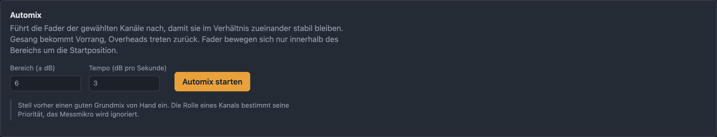 Reiter Automix mit Bereich und Tempo