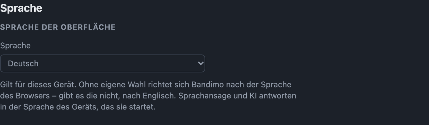 Einstellungen Sprache