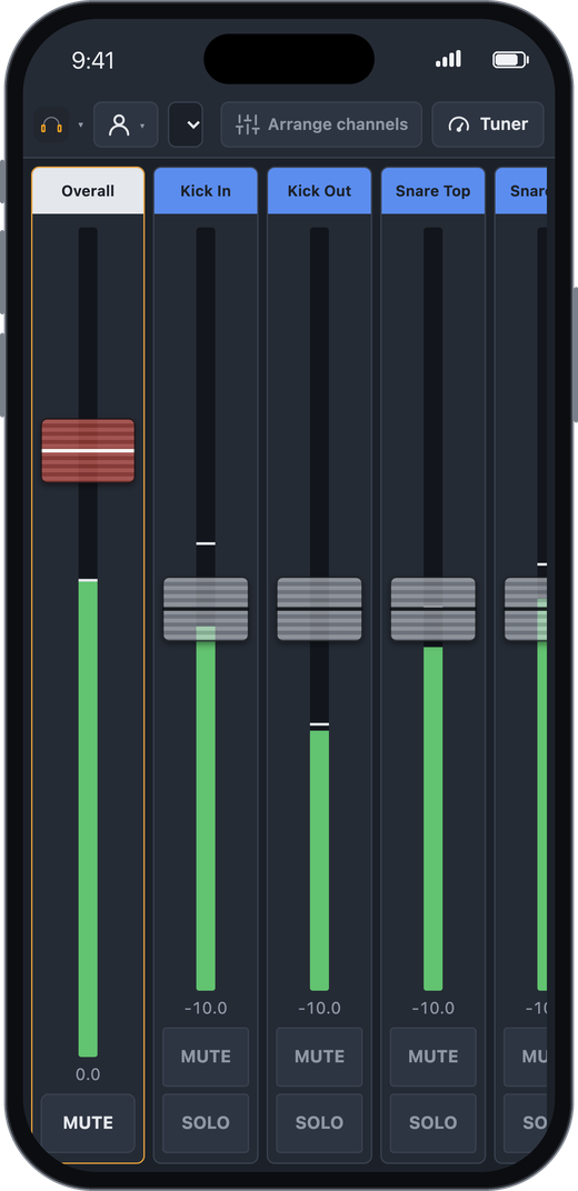 Monitor mix on an iPhone