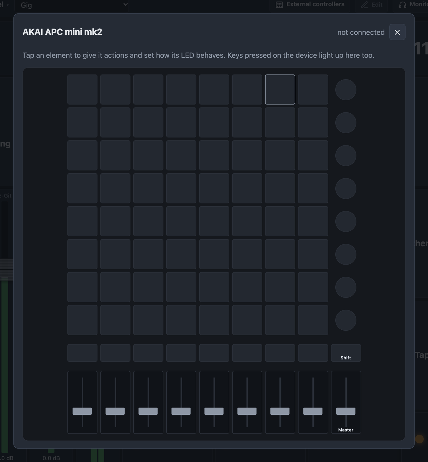 Replica of the surface of an AKAI APC mini mk2