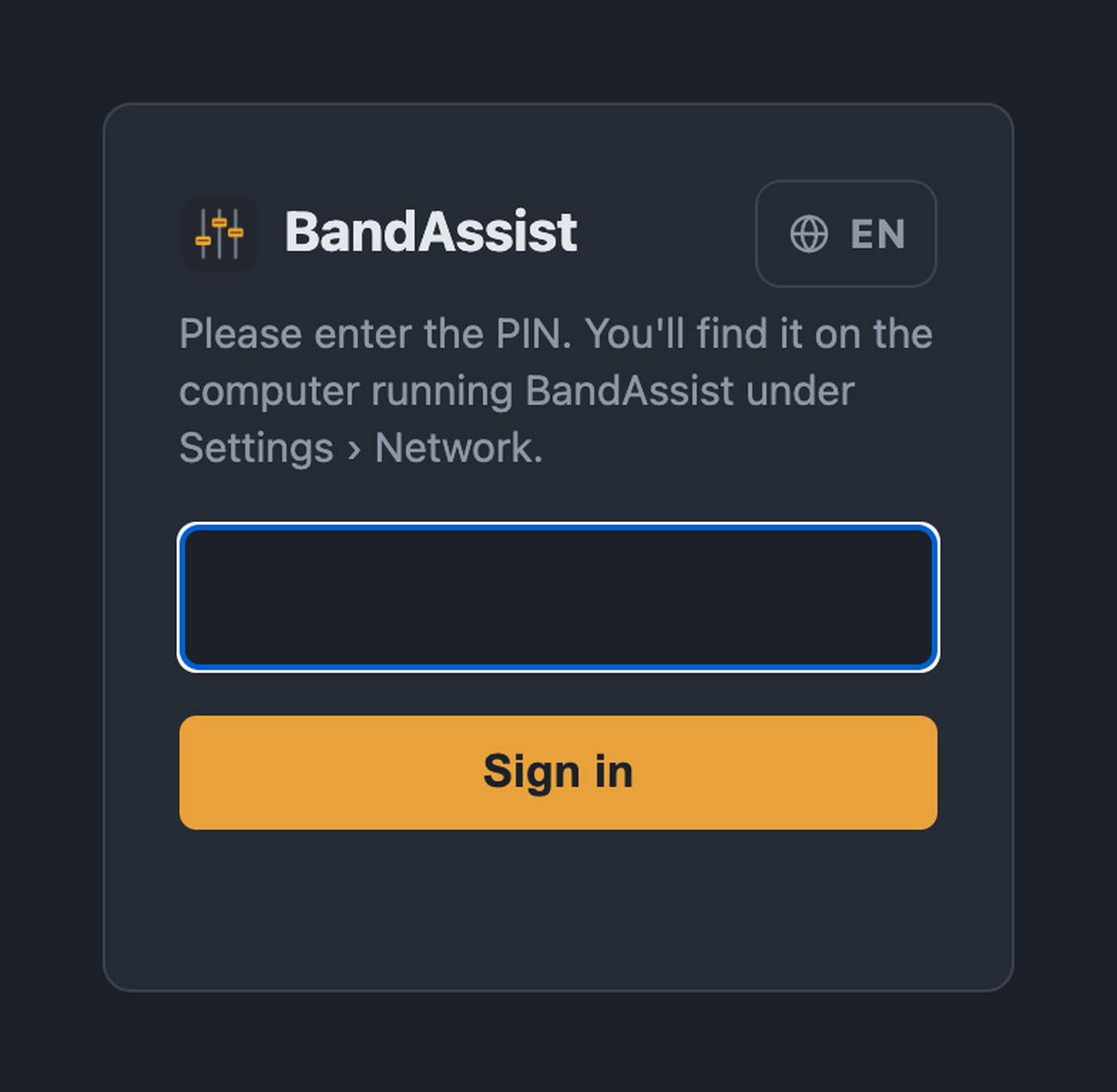 PIN login on a tablet