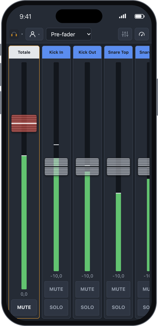 Mix monitor su un iPhone