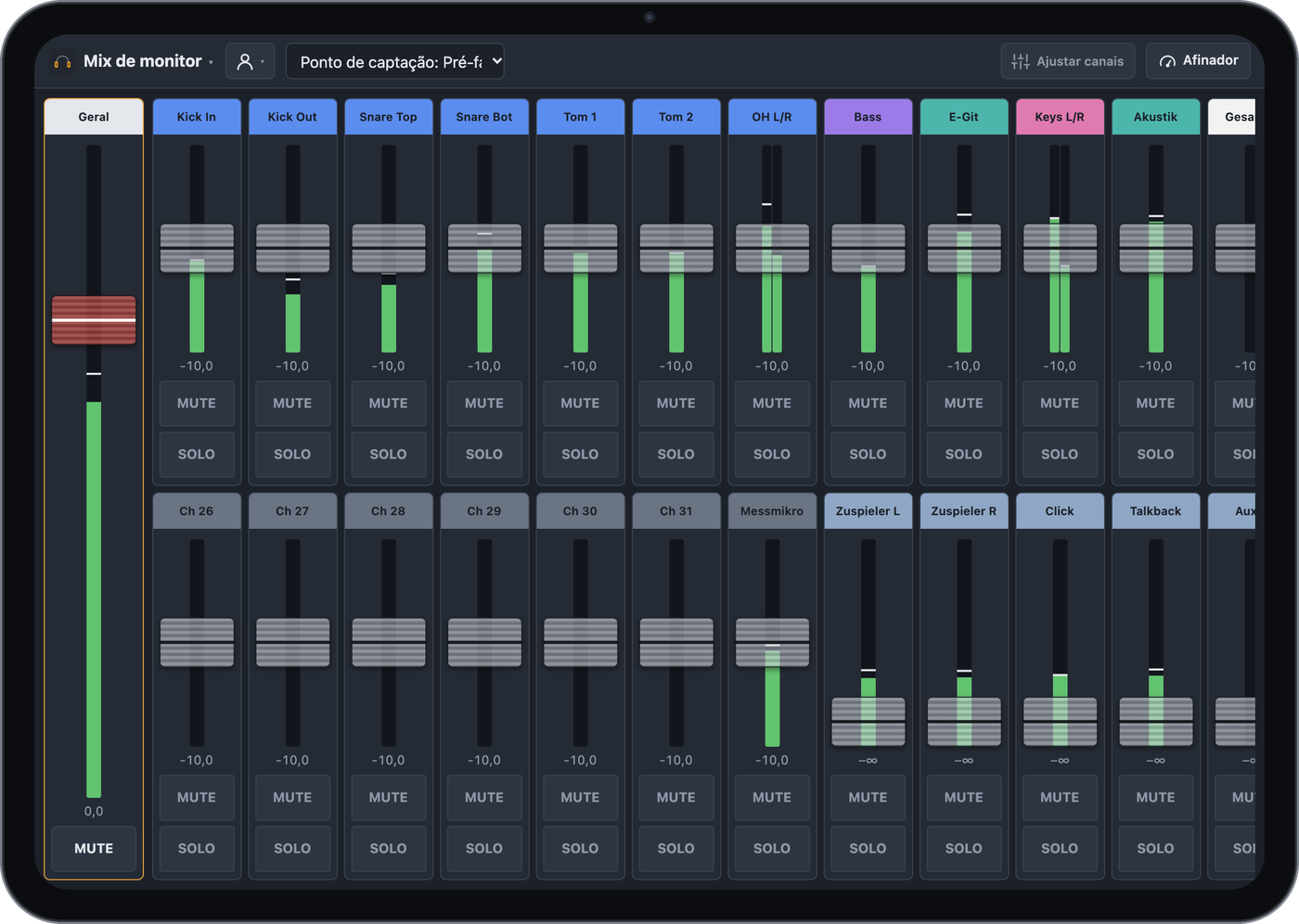 Mix de monitor num iPad