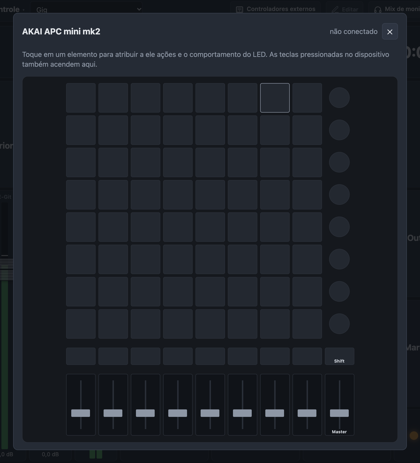 Réplica da interface de um AKAI APC mini mk2