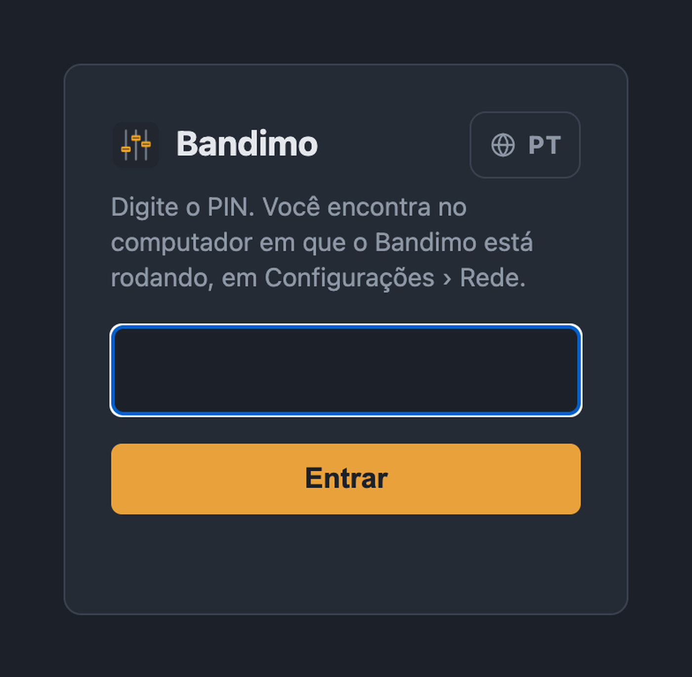 Login com PIN num tablet