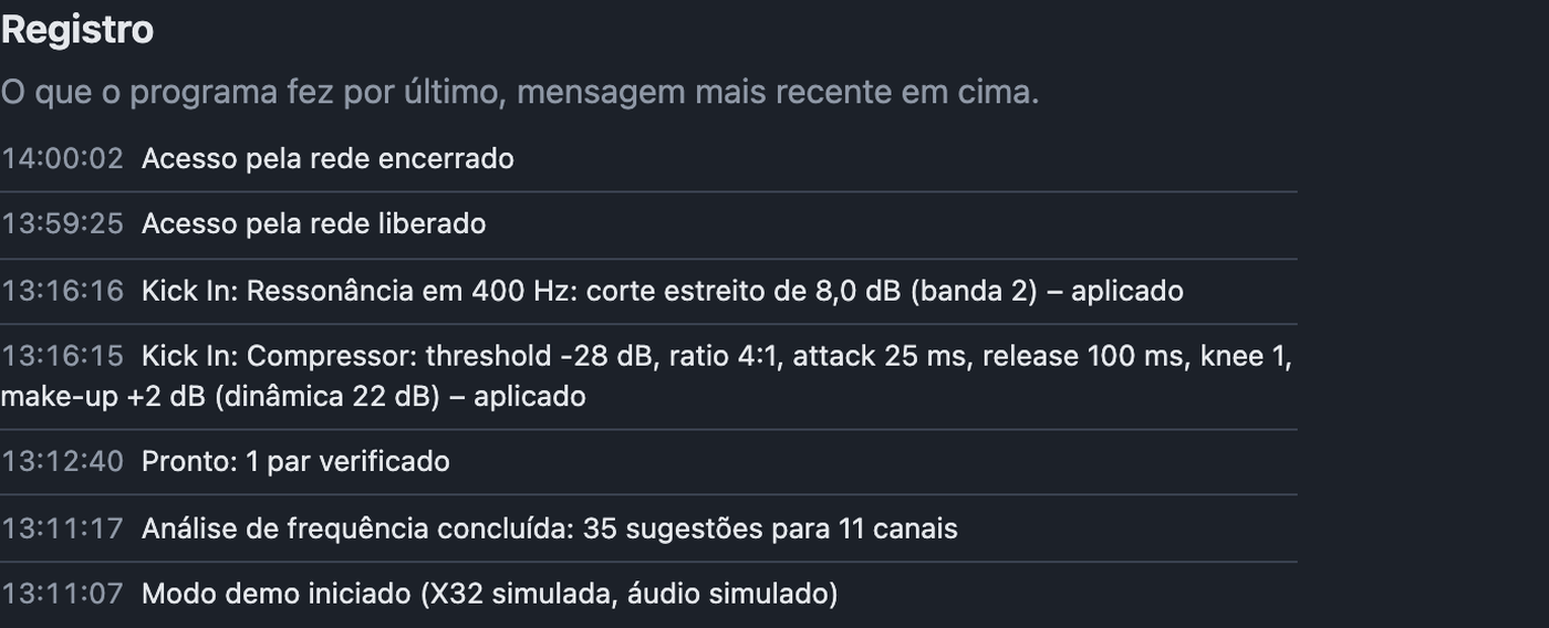 Configurações › Registro com as últimas mensagens