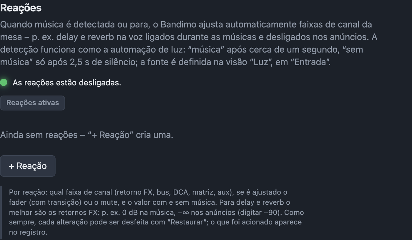 Configurações › Reações com status e regras